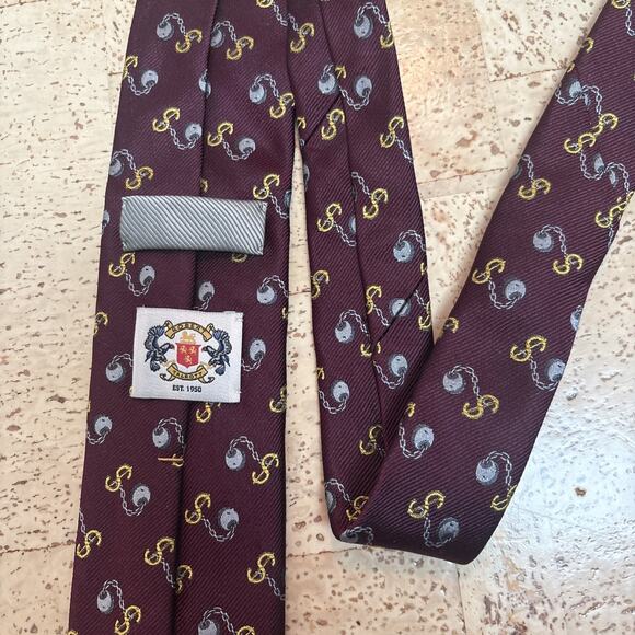 Robert Talbott Other - Robert Talbott Monterey Men’s Silk Tie Money Ball & Chain Burgundy Gold Jacquard